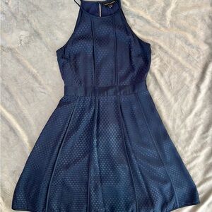 Banana Republic Navy Blue Textured Dots Dress (0P)